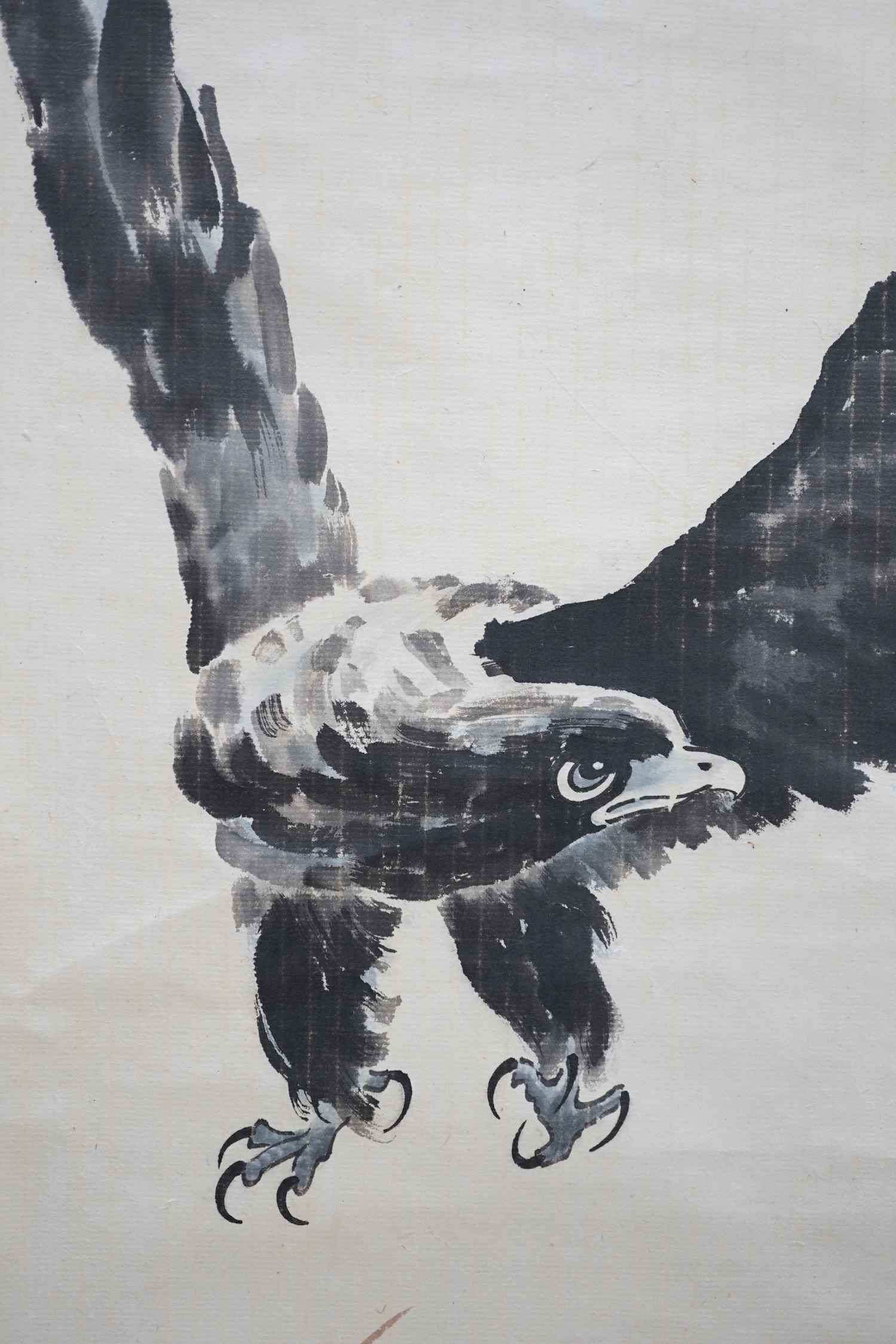 A Chinese scroll painting of a falcon, 163cm long. Condition - good
